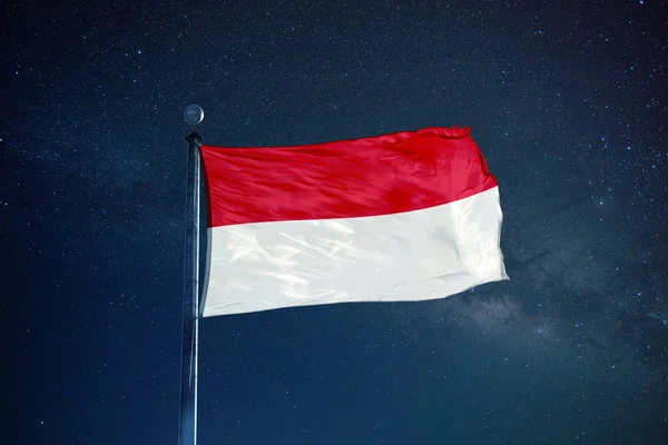 Indonesia flag on the mast — Stock Photo, Image