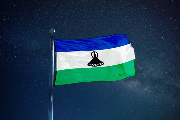Lesotho flag på masten - Stock-foto