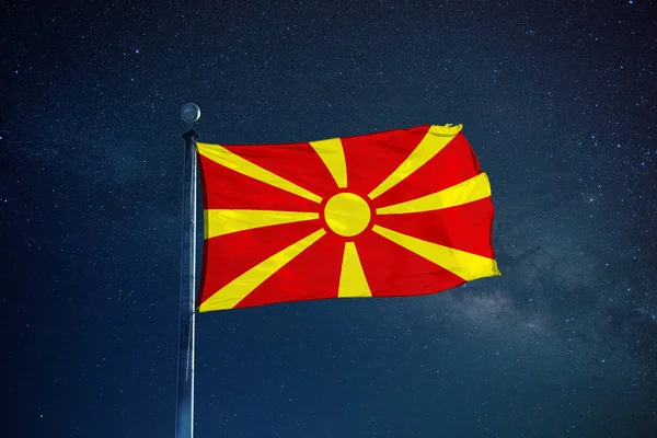 Macedonia flag on the mast — Stock Photo, Image