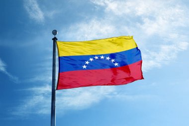 Flag of Venezuela on the mast  clipart