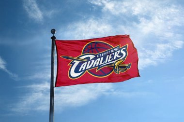 CLEVELAND - October 24, 2017 - Waving flag on the mast with Clev clipart
