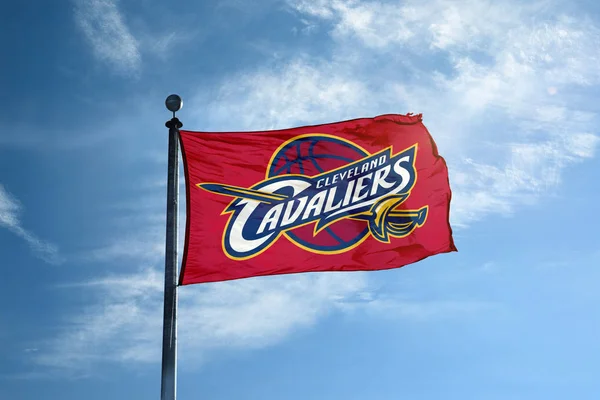 Cleveland - 24 oktober 2017 - Waving vlag aan de mast met Clev — Stockfoto