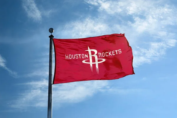 HOUSTON - October 24, 2017 - Waving flag on the mast with Housto — Stock Photo, Image