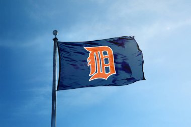 Detroit - 24 Ekim 2017 - Detroit Tigers beyzbol takımı bayrak 