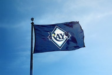Tampa - 24 Ekim 2017. - Tampa Bay Rays beyzbol takımı bayrağı 