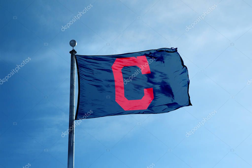 CLEVELAND - October 24, 2017 - Cleveland Indians Baseball  Team flag on the mast