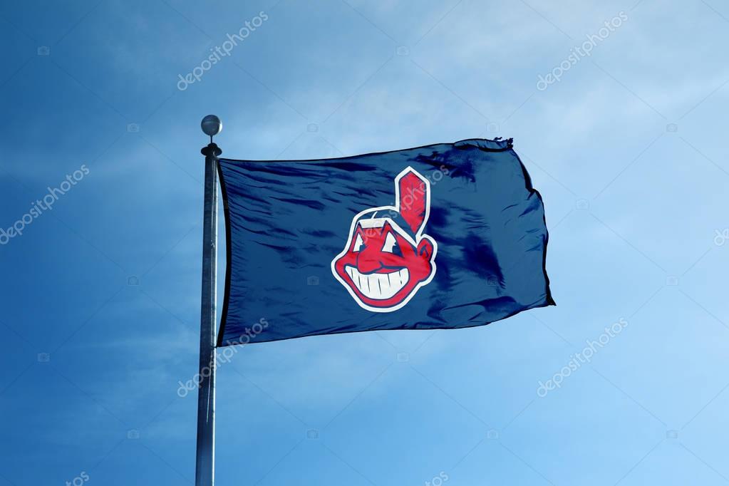 CLEVELAND - October 24, 2017 - Cleveland Indians Baseball  Team flag on the mast