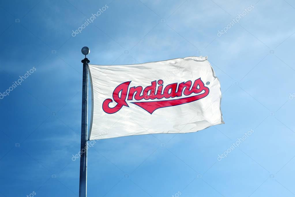 CLEVELAND - October 24, 2017 - Cleveland Indians Baseball  Team flag on the mast