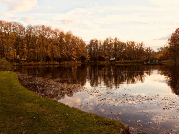 波恩的秋天公园与湖 — 图库照片