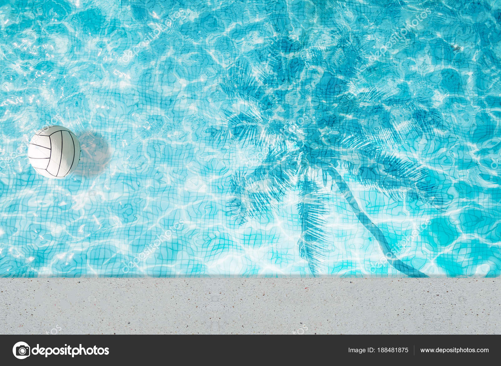 Vue Dessus Fond Piscine Avec Bordure Grise Boule Blanche Ombre