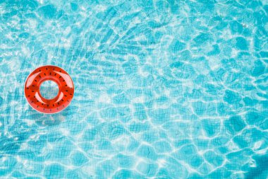 Havuzu alt şişme karpuz ve palmiye gölge Üstten Görünüm