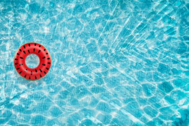 Havuzu alt şişme karpuz ve palmiye gölge Üstten Görünüm