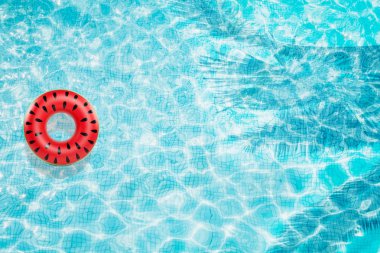 Havuzu alt şişme karpuz ve palmiye gölge Üstten Görünüm