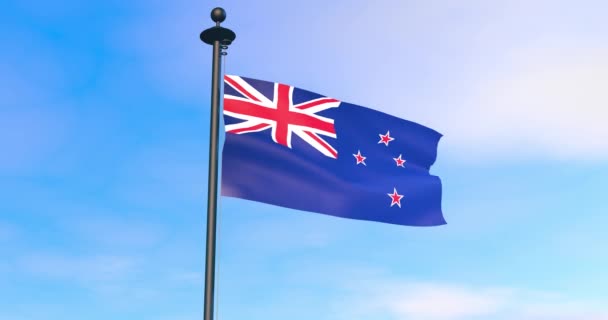 蓝天背景上的桅杆上挂着澳大利亚国旗 — 图库视频影像