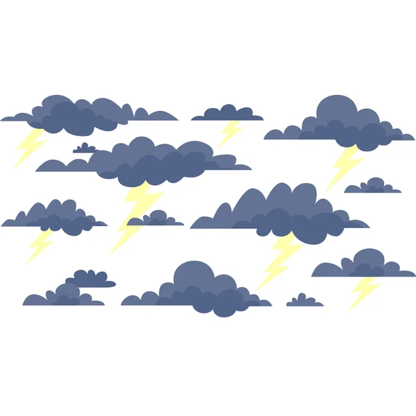 Σύννεφα της καταιγίδας, με κεραυνούς — Διανυσματικό Αρχείο