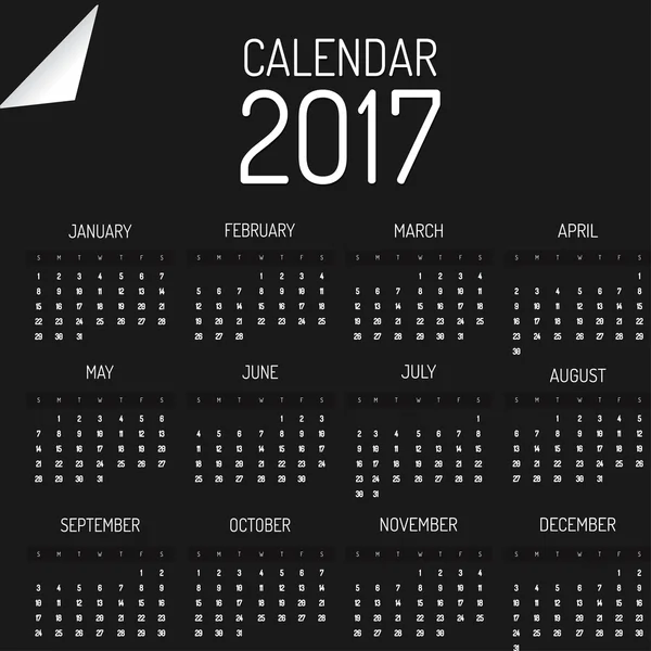 Calendrier coloré pour un noir — Image vectorielle