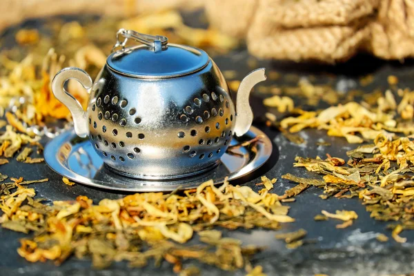 Metal teapot for brewing tea — Stock Photo, Image