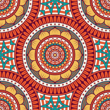 Daireler ve çizgili çiçek desenli