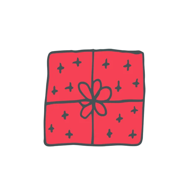 Подарочная красная коробка с черными звездами — стоковый вектор