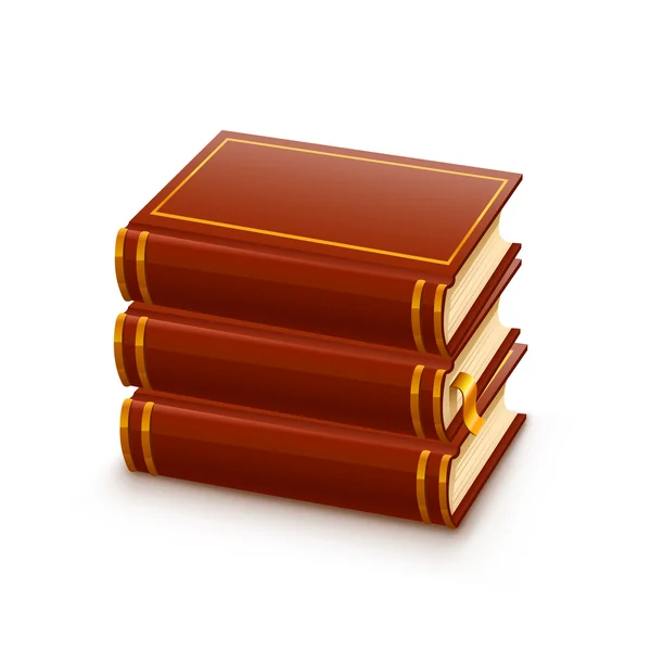 Tres gruesos libros de texto para la educación — Vector de stock