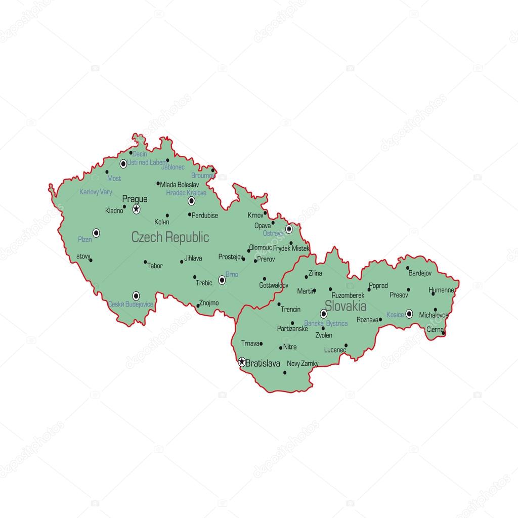 Czech Republic And Slovakia Map Vector Image By C Byvivik89 Vector Stock 125689830