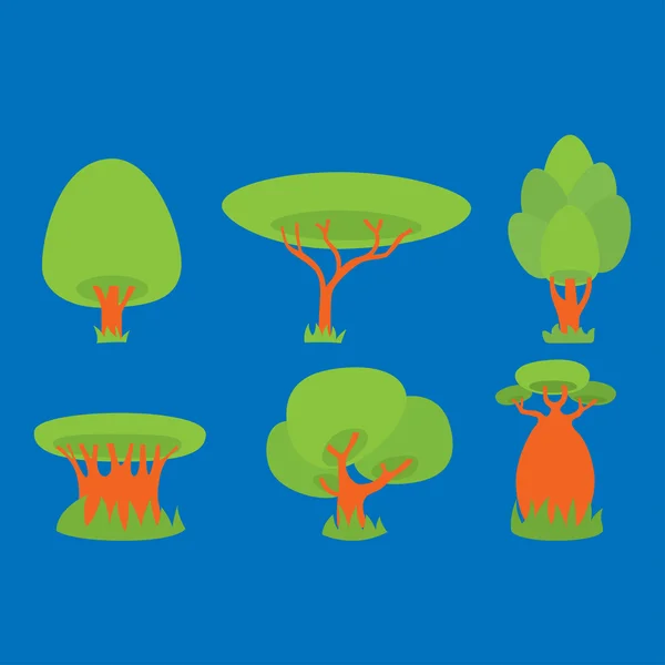 Groene bomen op een blauw — Stockvector