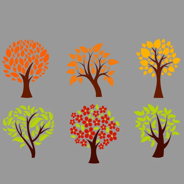 Podzimní stromy na šedé — Stockový vektor