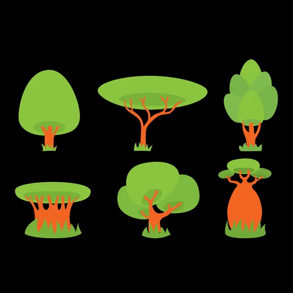 Zelené stromy na černém — Stockový vektor