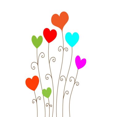 Beyaz arka plan üzerinde renkli Kalpler