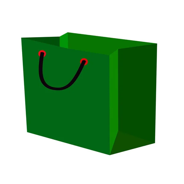 Beyaz zemin üzerine yeşil hediye çanta — Stok Vektör