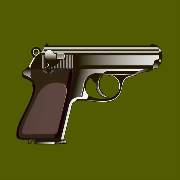 La pistola clásica sobre un fondo verde — Vector de stock