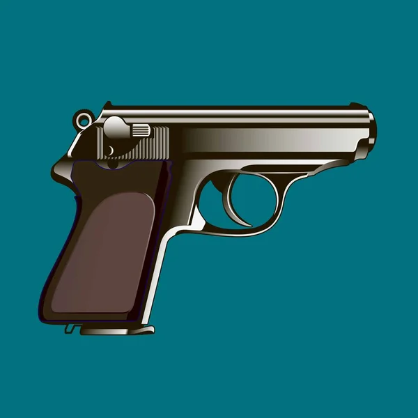 La pistola clásica sobre un fondo azul — Vector de stock