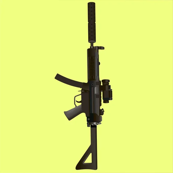 Vojenská puška na žlutém podkladu — Stockový vektor