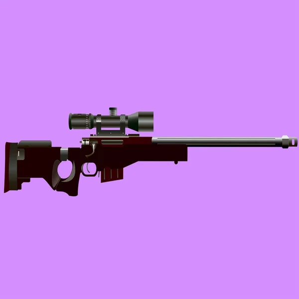 Disparo de rifle sobre un fondo rosa — Vector de stock