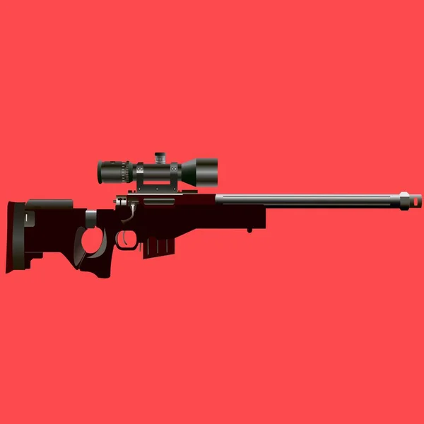 Disparo de rifle sobre un fondo rojo — Vector de stock