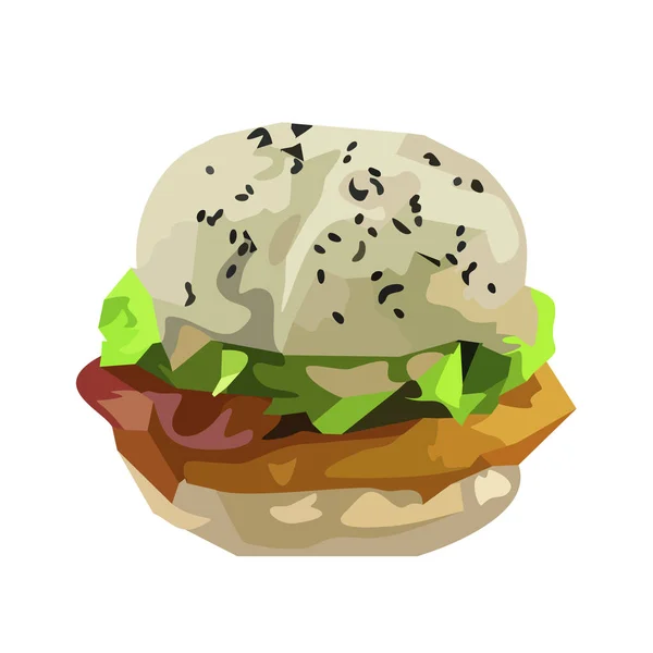 White burger with cheese, vector. — 스톡 벡터