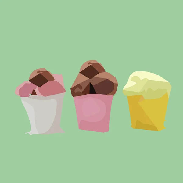 Farklı tatlarda dondurma topları.. — Stok Vektör