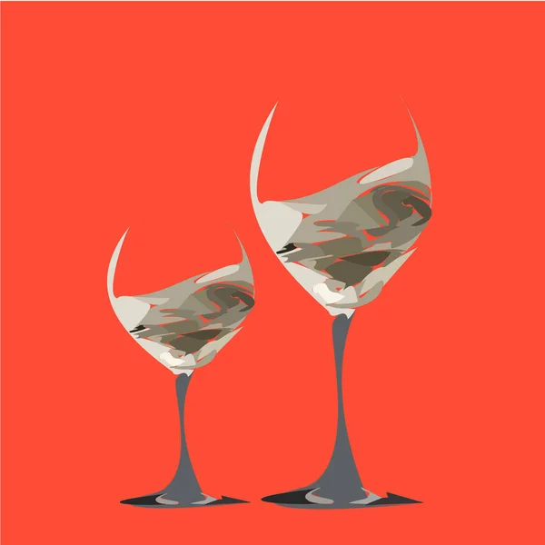 Two glasses with alcoholic drinks. — 스톡 벡터