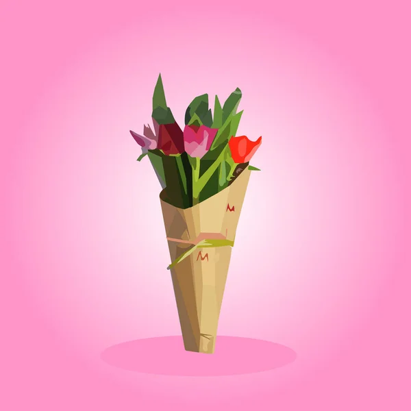 Bouquet Tulips Congratulations Vector — Stock Vector