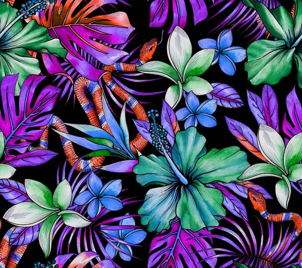 yılan derisi ile şaşırtıcı Dikişsiz tropikal desen