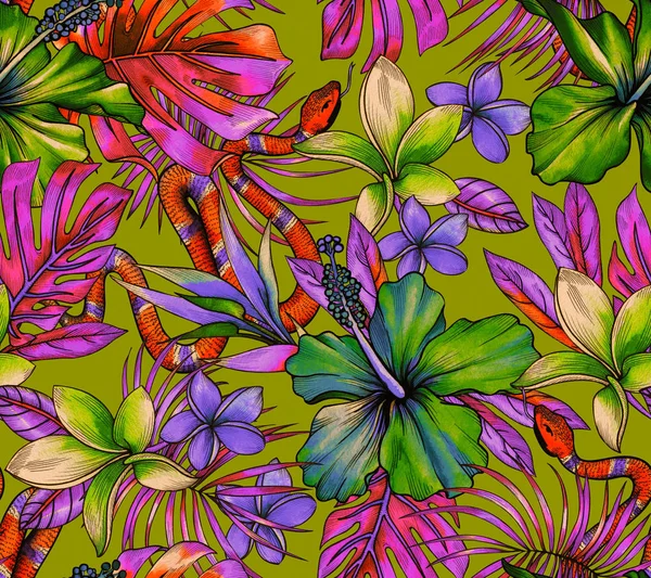 yılan derisi ile şaşırtıcı Dikişsiz tropikal desen