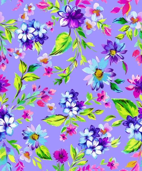 Kleine ditsy Blumen. Aquarellmuster für Mode, Packpapier — Stockfoto