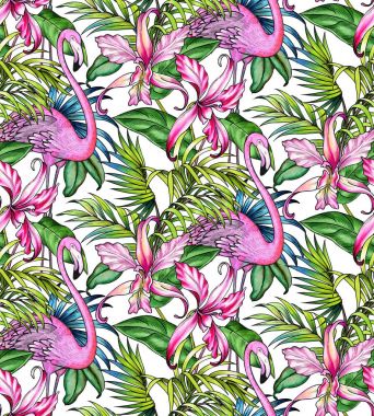 avuç içi ve flamingo ile Seamless Modeli.