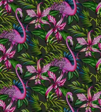 avuç içi ve flamingo ile Seamless Modeli.