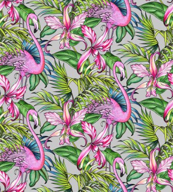 avuç içi ve flamingo ile Seamless Modeli.