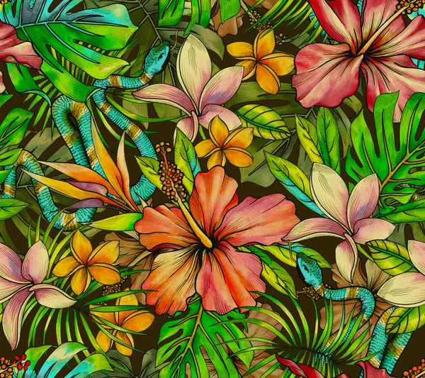 yılan derisi ile şaşırtıcı Dikişsiz tropikal desen
