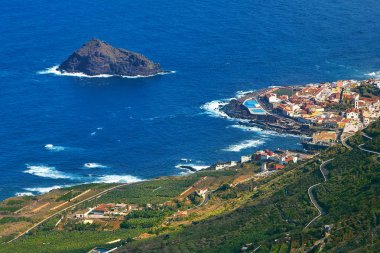 Panoramik Garachico şehir, Tenerife, Kanarya Adaları, İspanya