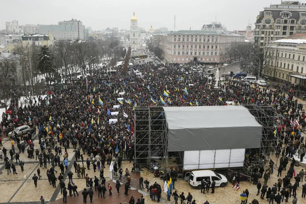 Eski Gürcistan devlet başkanı ve eski Odessa valisi Mikhail Saakaşvili Kiev, Ukrayna, 18 Şubat 2018 destekçileri bir miting.