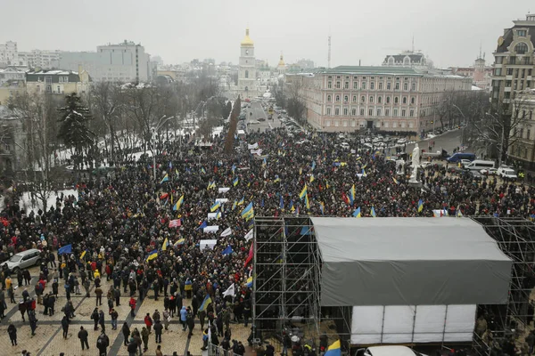 Eski Gürcistan devlet başkanı ve eski Odessa valisi Mikhail Saakaşvili Kiev, Ukrayna, 18 Şubat 2018 destekçileri bir miting.