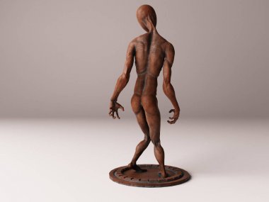 metal heykel 3d çizim görselleştirme